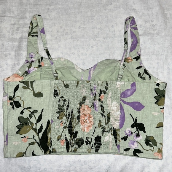 Abercrombie Linen Blend Notch Neck Top - Picture 3 of 5